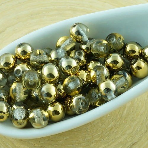 100pcs crystal metallic gold demi tour druk verre tchèque pressé perles de petite entretoise de 4mm sku-31171