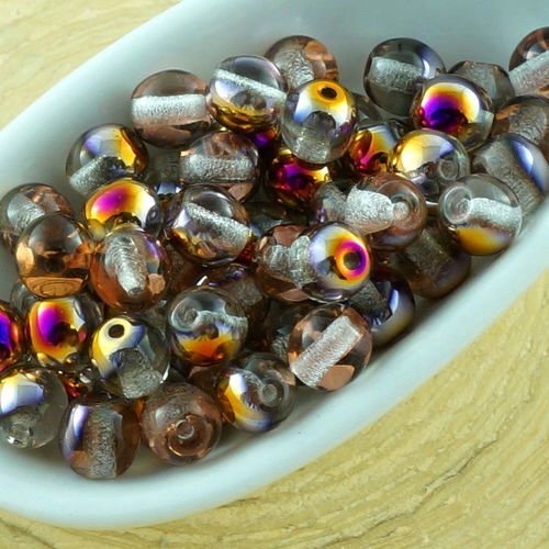 100pcs cristal violet métallique demi-tour druk verre tchèque pressé perles de petite entretoise de  sku-31181