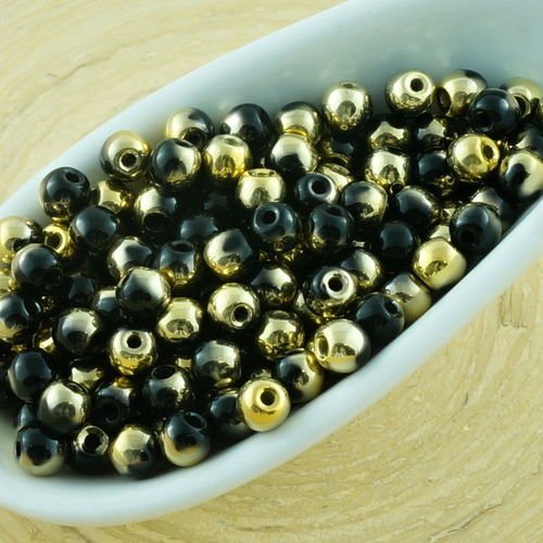 100pcs metallic or noir opaque demi-rond verre tchèque perles de petit écarteur 3mm sku-31224