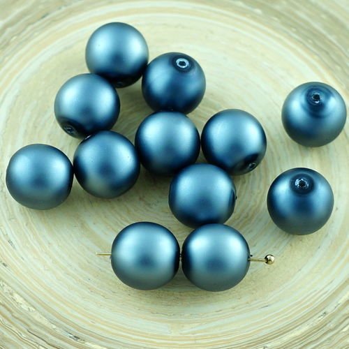 10pcs perle d'imitation gris mat argent verre tchèque perles rondes 10mm sku-29110
