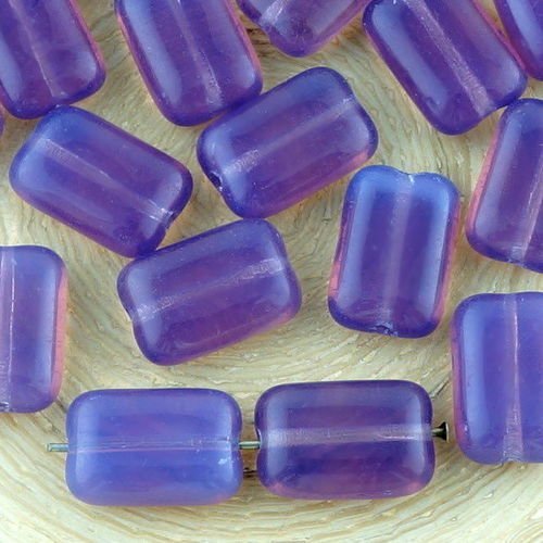 12pcs opaque violet opal rectangle plat verre tchèque perles de 8mm x 12mm sku-32867