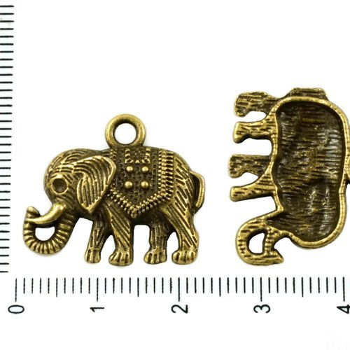 8pcs bronze antique ton plat éléphant animal pendentif strass paramètres plateaux charmes 22mm x 19m sku-37501