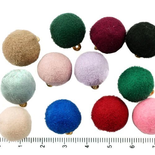 6pcs mélange de velours de laine pompon boule pendentif charme ponpon anneau mala bracelet pon pon c sku-37537