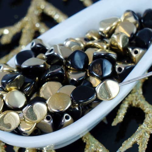 50pcs or noir de la moitié pincée de verre tchèque entretoise bicone à facettes perles 5mm sku-19255