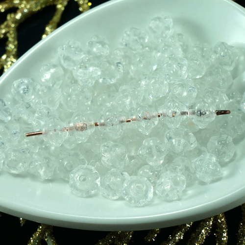 Petit cristal clair de fleurs en verre tchèque bicone perles d'entretoise de 5mm x 6mm 17g 100pcs sku-21476