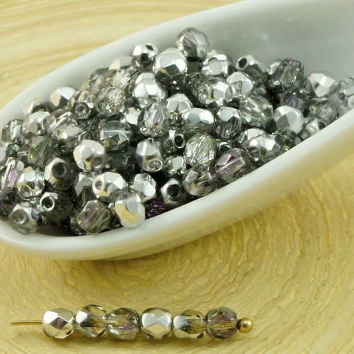 100pcs crystal metallic argent pourpre dichroïque vitrail light demi-rond à facettes feu poli verre  sku-31901