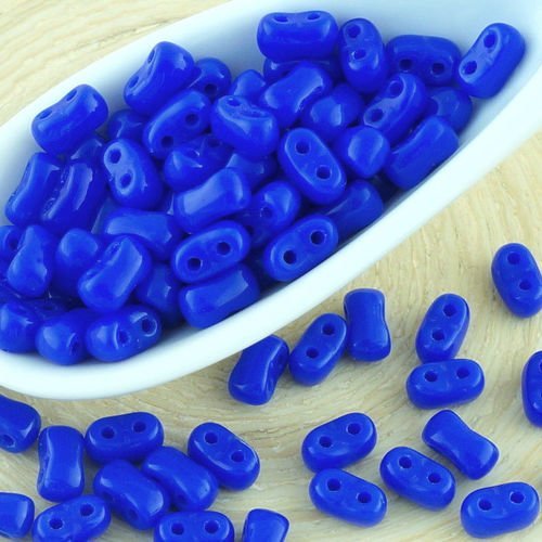 10g opaque profond bleu nuit bi-bo 2 trou bibo twin verre tchèque perles de 2 8 mm x 5.5 mm sku-32279