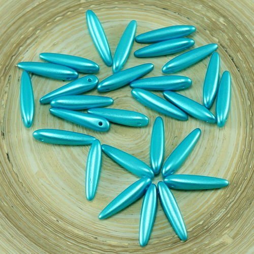 30pcs pastel bleu aqua perle de verre tchèque preciosa épine poignard perles feuille plate de 5 mm x sku-26884