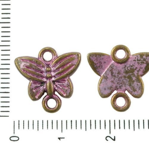 12pcs bronze antique ton valentin rose patine laver papillon insecte animal connecteurs 2 deux trous sku-36385