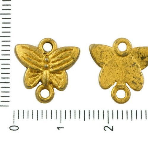 12pcs bronze antique ton mat or patine laver papillon insecte animal connecteurs 2 deux trous charme sku-36386