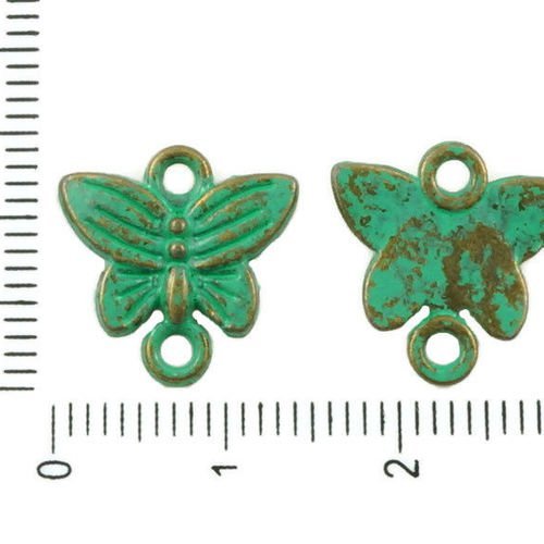 12pcs bronze antique ton turquoise patine verte laver papillon insecte animal connecteurs 2 deux tro sku-36388