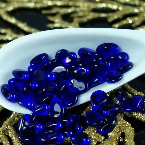 60pcs clair bleu foncé pip verre tchèque preciosa perles plates 5mm x 7mm sku-18030