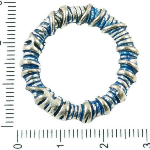 2pcs antique ton argent bleu patine laver focal pendentif extra large trou de liaison connecteur fer sku-36553