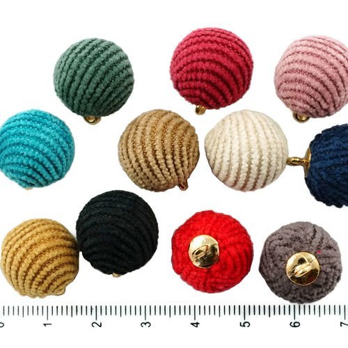 6pcs mélange de laine velours rayé de la balle pompon pendentif charme ponpon anneau mala bracelet p sku-37538