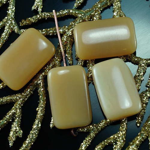 Opaque satin marron beige verre tchèque rectangle plat perles de 18mm x 12mm 6pcs sku-21506