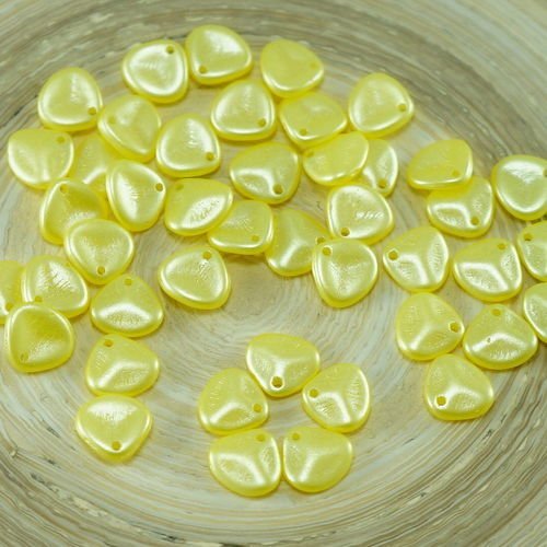 50pcs perles brillent orange jaune verre tchèque pétales de roses de fleurs pressées à plat de 8mm x sku-26940