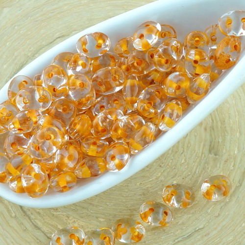 20g de cristal de la lumière orange doublée superduo verre tchèque perles de rocaille deux trous sup sku-35257