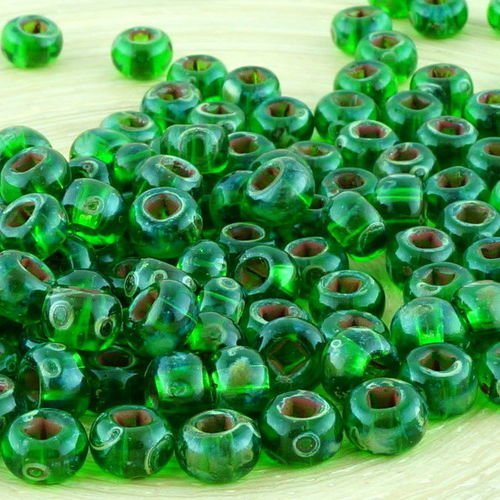 Anissa picasso cristal chrysolite rond vert 1/0 tchèque en verre grand trou perles de rocaille entre sku-33634