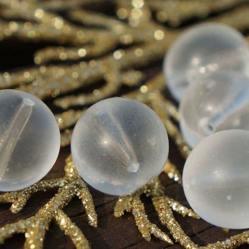 Matte clear crystal grande ronde tchèque perles de verre transparent mat grandes en cristal clair de sku-17411