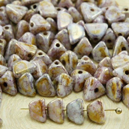 50pcs picasso violet marron sénégal lustre de grand demi-pincée triangle entretoise tchèque perles d sku-33876