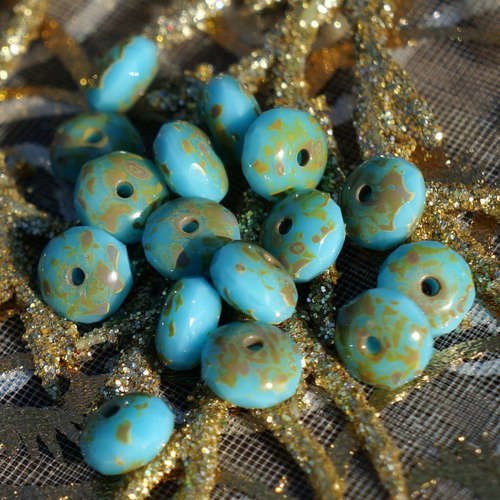 40pcs picasso marron bleu turquoise tchèque en verre à facettes feu poli rond rondelle perles de 7 m sku-17270