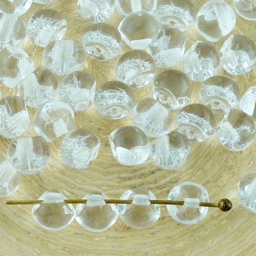 60pcs crystal clear extra petit champignon bouton de verre tchèque perles de 3mm x 4mm sku-32137