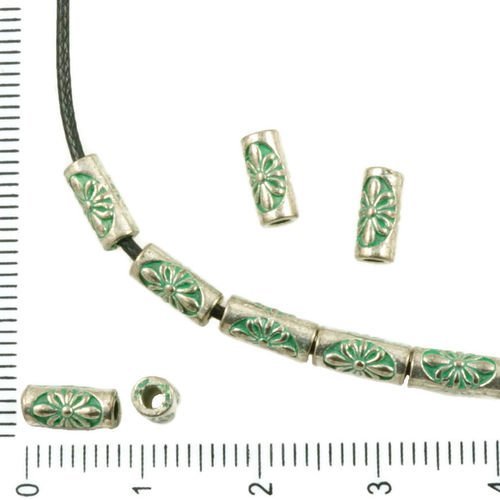 40pcs antique ton argent turquoise patine verte laver de petites entretoise fleur de la nature du tu sku-36277