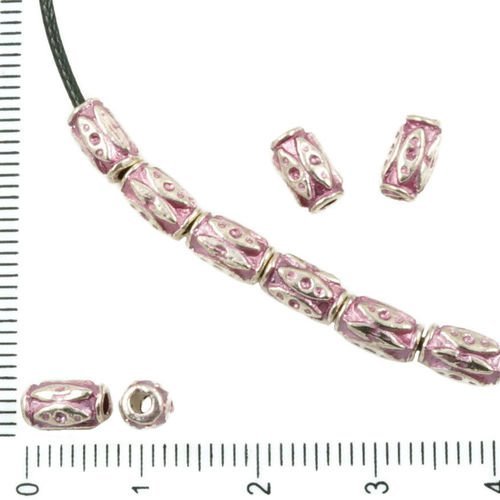 30pcs antique ton argent valentine rose patine laver entretoise losange en pointillés tube de bali p sku-36289