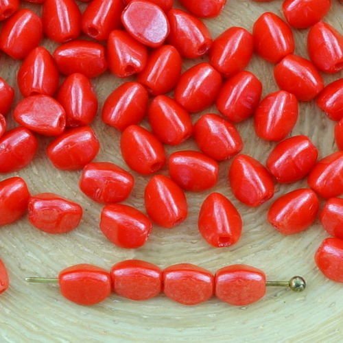 60pcs opaque coraline rouge lustre pincée bicone à facettes entretoise tchèque perles de verre de 5m sku-34417