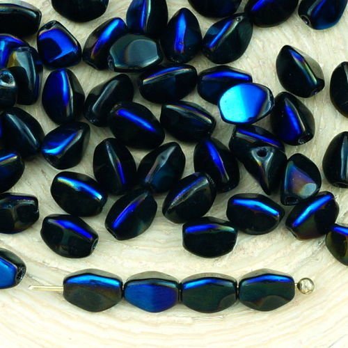 60pcs opaque jet noir bleu azur du lustre demi-pincée bicone à facettes entretoise tchèque perles de sku-34428