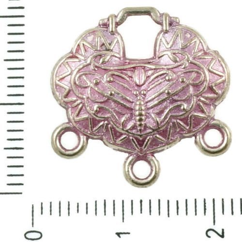 2pcs antique ton argent valentine rose patine laver papillon de verrouillage lustre pendants de bouc sku-37082
