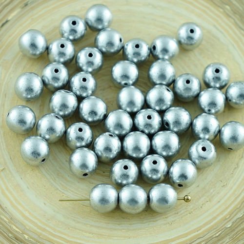 40pcs métallique mat aluminium argent verre tchèque perles rondes 6mm sku-29053