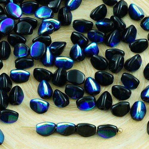 60pcs noir métallique ab demi-pincée de verre tchèque entretoise bicone à facettes perles 5mm sku-31136