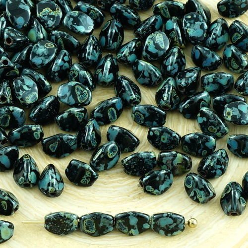 60pcs picasso noir pincée de verre tchèque entretoise bicone à facettes perles 5mm sku-31139