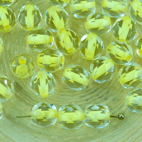 40pcs cristal jaune citron citrine doublée clair ronde à facettes feu poli entretoise de verre tchèq sku-33237