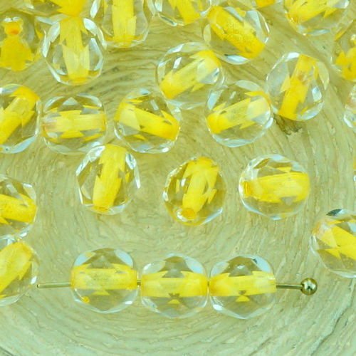 40pcs cristal citrine jaune citron doublée ronde à facettes feu poli entretoise de verre tchèque per sku-33238