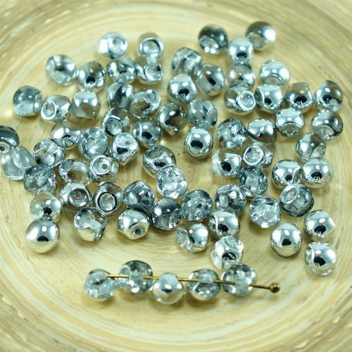 Nouvelle forme de cristal d'argent de la moitié plus petit champignon bouton tchèque perles de verre sku-27438