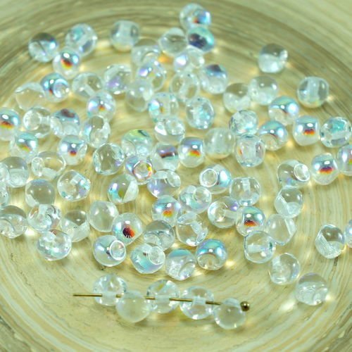 Nouvelle forme de cristal ab extra petit champignon bouton tchèque perles de verre de 4 mm x 3 mm 60 sku-27442