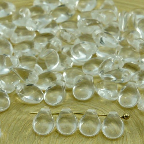 60pcs cristal clair pip preciosa fleur plat de pétales de verre tchèque perles 5mm x 7mm sku-33749