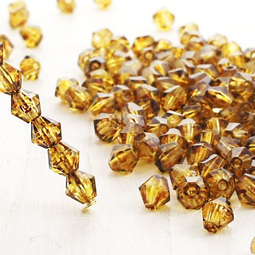 50pcs cristal picasso brun jaune bicone à facettes feu poli verre tchèque perles de 4mm sku-38742