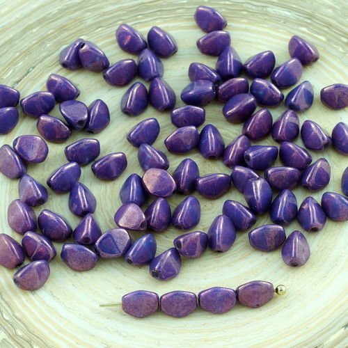 60pcs albâtre vega violet lustre pincée tchèque perles de verre de 5mm sku-28503