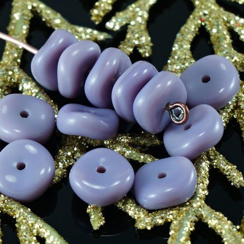 Nouvelle forme 20pcs opaque violet pâle agité plat rond de disque un trou de verre tchèque perles de sku-25780
