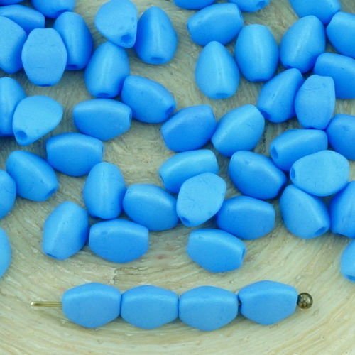 60pcs saphir bleu en soie matte pincée bicone à facettes entretoise tchèque perles de verre de 5mm sku-34432