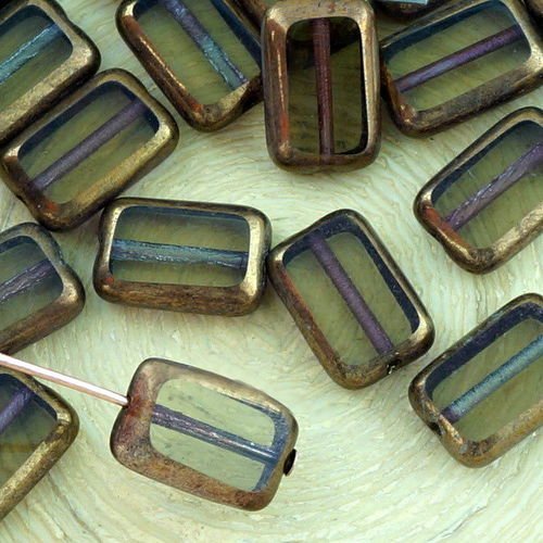8pcs noir cristal de diamant pourpre bronze lustre table de découpe à plat rectangle de verre tchèqu sku-32488