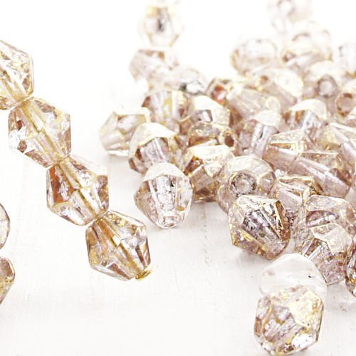 20pcs claire en cristal d'or de la pluie repéré bicone à facettes feu poli verre tchèque perles de 6 sku-38745