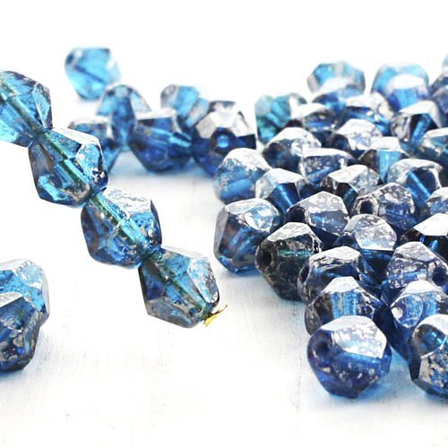 20pcs crystal bleu turquoise vert silver rain repéré bicone à facettes feu poli verre tchèque perles sku-38750