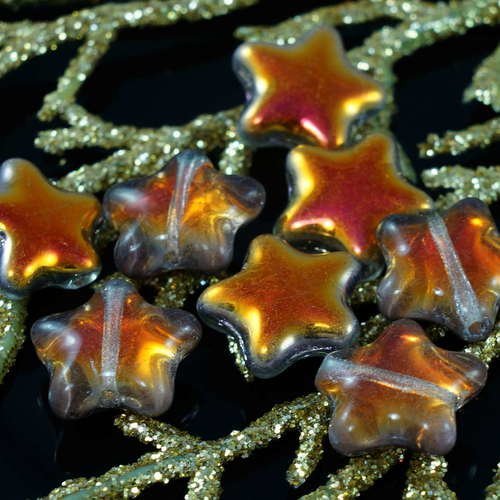 Métallique californie de la ruée vers l'or clair verre tchèque star perles 12mm 12pcs sku-18355