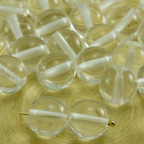 8pcs crystal clear round pressé druk de grands tchèque perles de verre de 10mm sku-32719