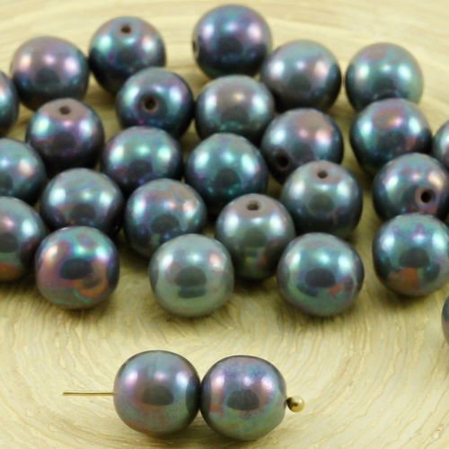 20pcs nébuleuse violet gris lustre rond druk verre tchèque pressé perles de 8mm sku-31989