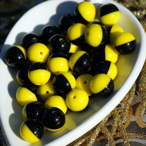 20pcs noir jaune halloween verre tchèque perles rondes en deux tons de couleur de noël 8mm sku-16559